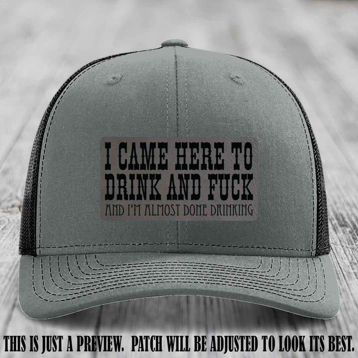 Grey to Black Patch on Heather Grey to Black Hat - Funny Drink and F*ck Richardson 112 Hat