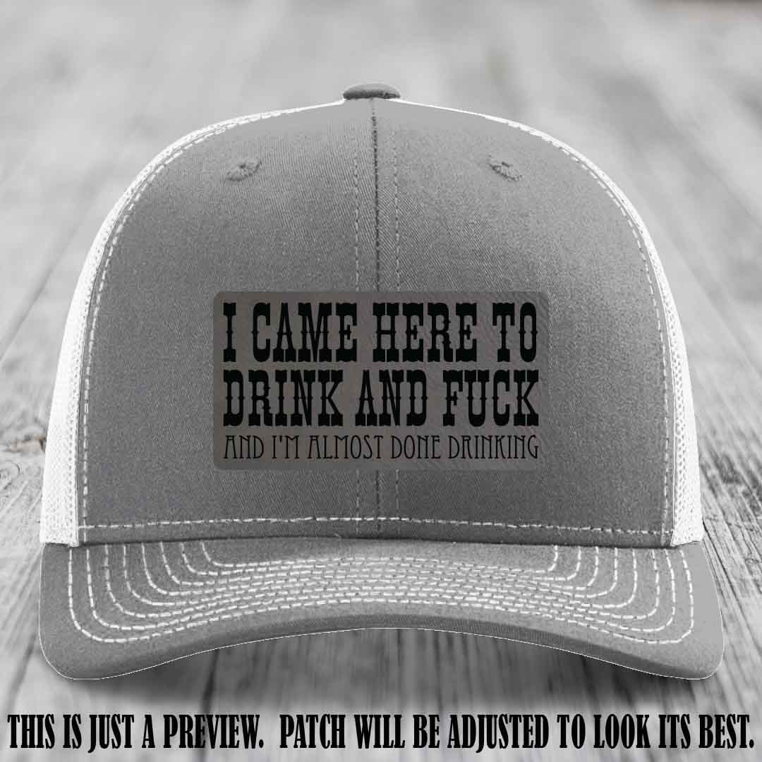 Grey to Black Patch on Heather Grey to White Hat - Funny Drink and F*ck Richardson 112 Hat