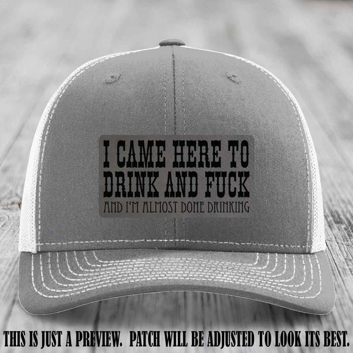 Grey to Black Patch on Heather Grey to White Hat - Funny Drink and F*ck Richardson 112 Hat