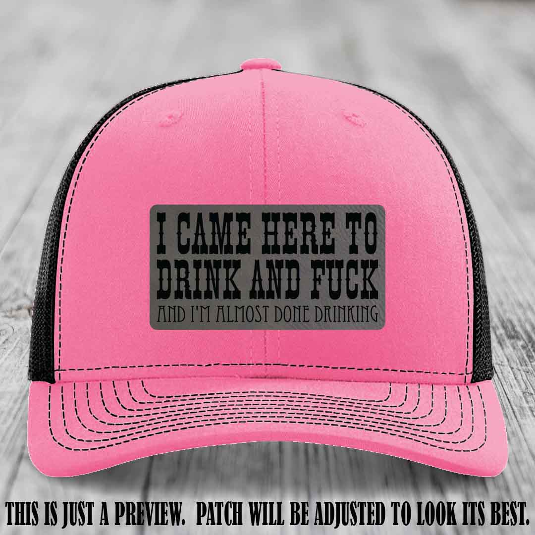 Grey to Black Patch on Hot Pink to Black Hat - Funny Drink and F*ck Richardson 112 Hat