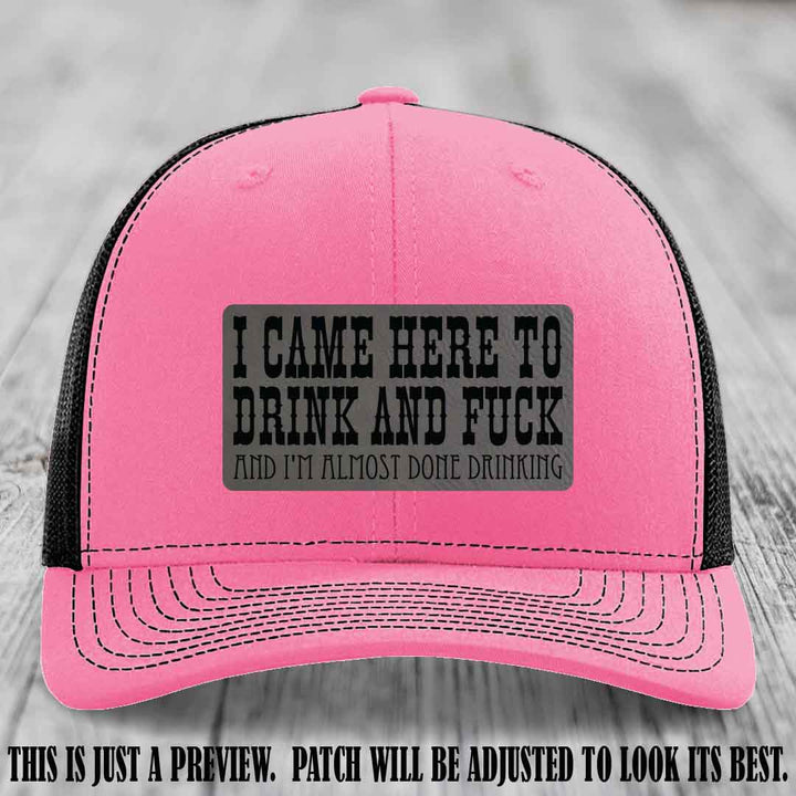 Grey to Black Patch on Hot Pink to Black Hat - Funny Drink and F*ck Richardson 112 Hat