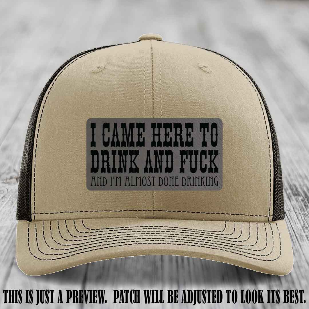 Grey to Black Patch on Khaki to Coffee Hat - Funny Drink and F*ck Richardson 112 Hat
