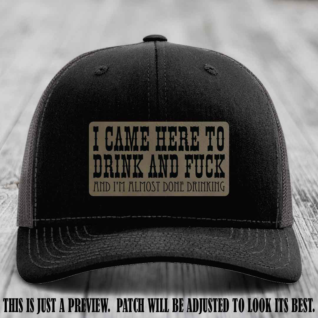 Light Brown to Black Patch on Black to Charcoal Hat - Funny Drink and F*ck Richardson 112 Hat