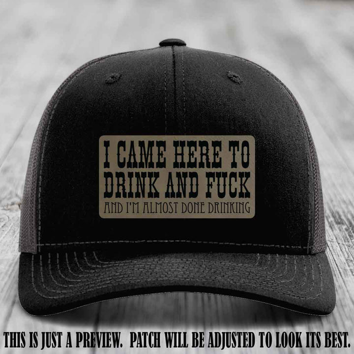 Light Brown to Black Patch on Black to Charcoal Hat - Funny Drink and F*ck Richardson 112 Hat