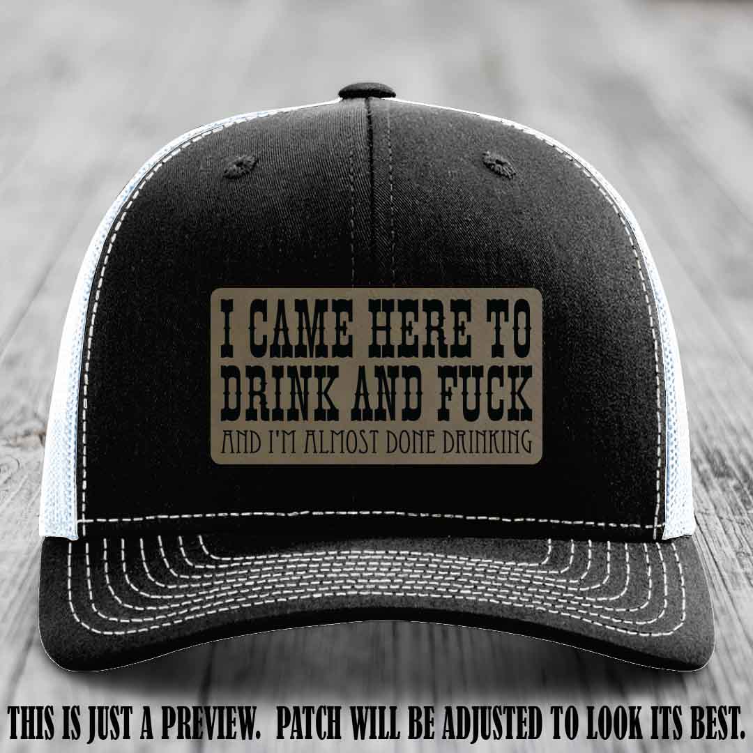 Light Brown to Black Patch on Black to White Hat - Funny Drink and F*ck Richardson 112 Hat