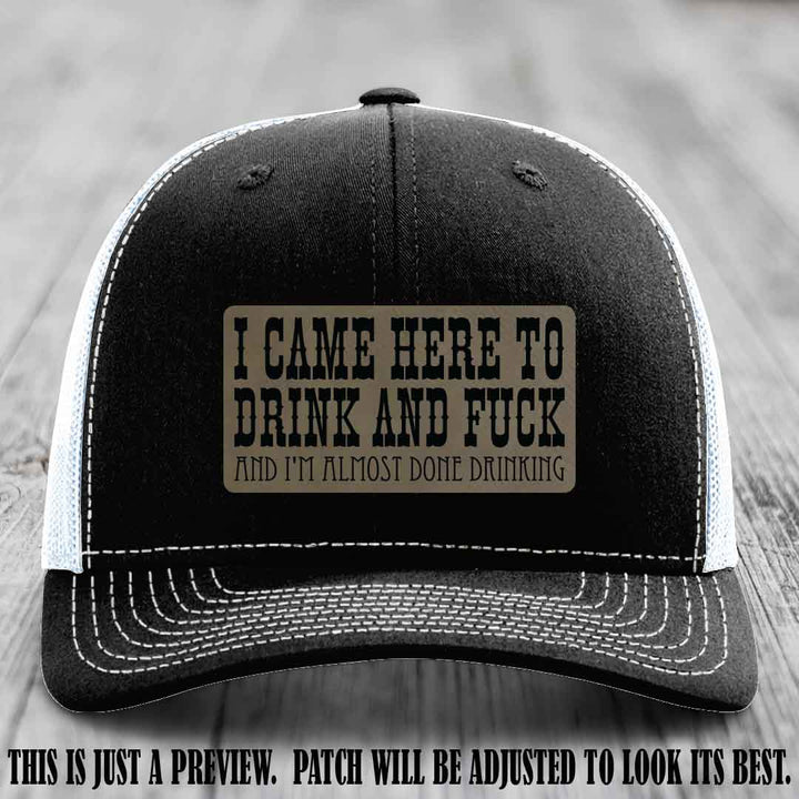 Light Brown to Black Patch on Black to White Hat - Funny Drink and F*ck Richardson 112 Hat