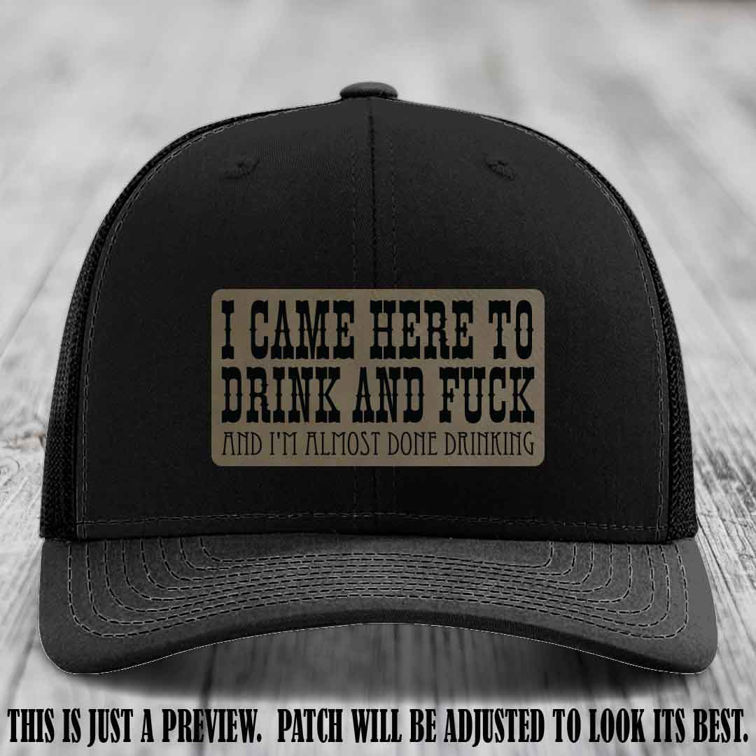 Light Brown to Black Patch on Black Hat - Funny Drink and F*ck Richardson 112 Hat