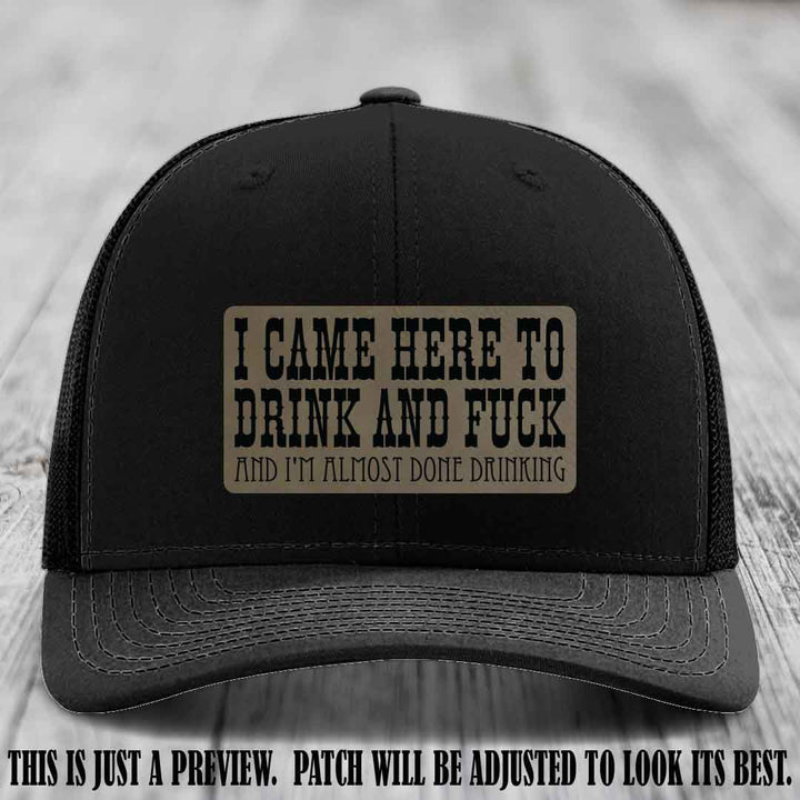 Light Brown to Black Patch on Black Hat - Funny Drink and F*ck Richardson 112 Hat