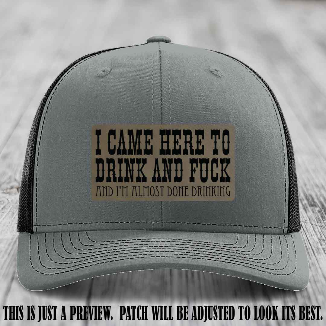 Light Brown to Black Patch on Heather Grey to Black Hat - Funny Drink and F*ck Richardson 112 Hat