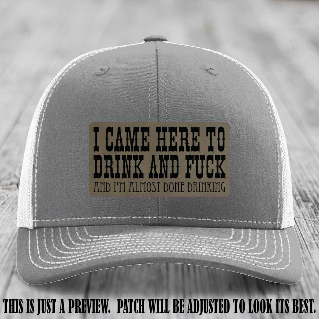 Light Brown to Black Patch on Heather Grey to White Hat - Funny Drink and F*ck Richardson 112 Hat