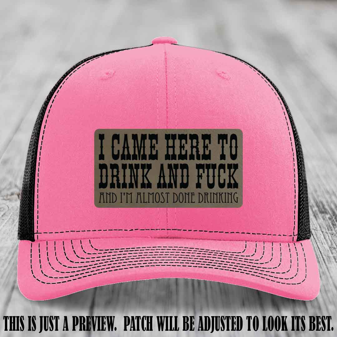 Light Brown to Black Patch on Hot Pink to Black Hat - Funny Drink and F*ck Richardson 112 Hat