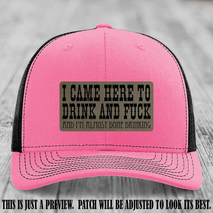 Light Brown to Black Patch on Hot Pink to Black Hat - Funny Drink and F*ck Richardson 112 Hat