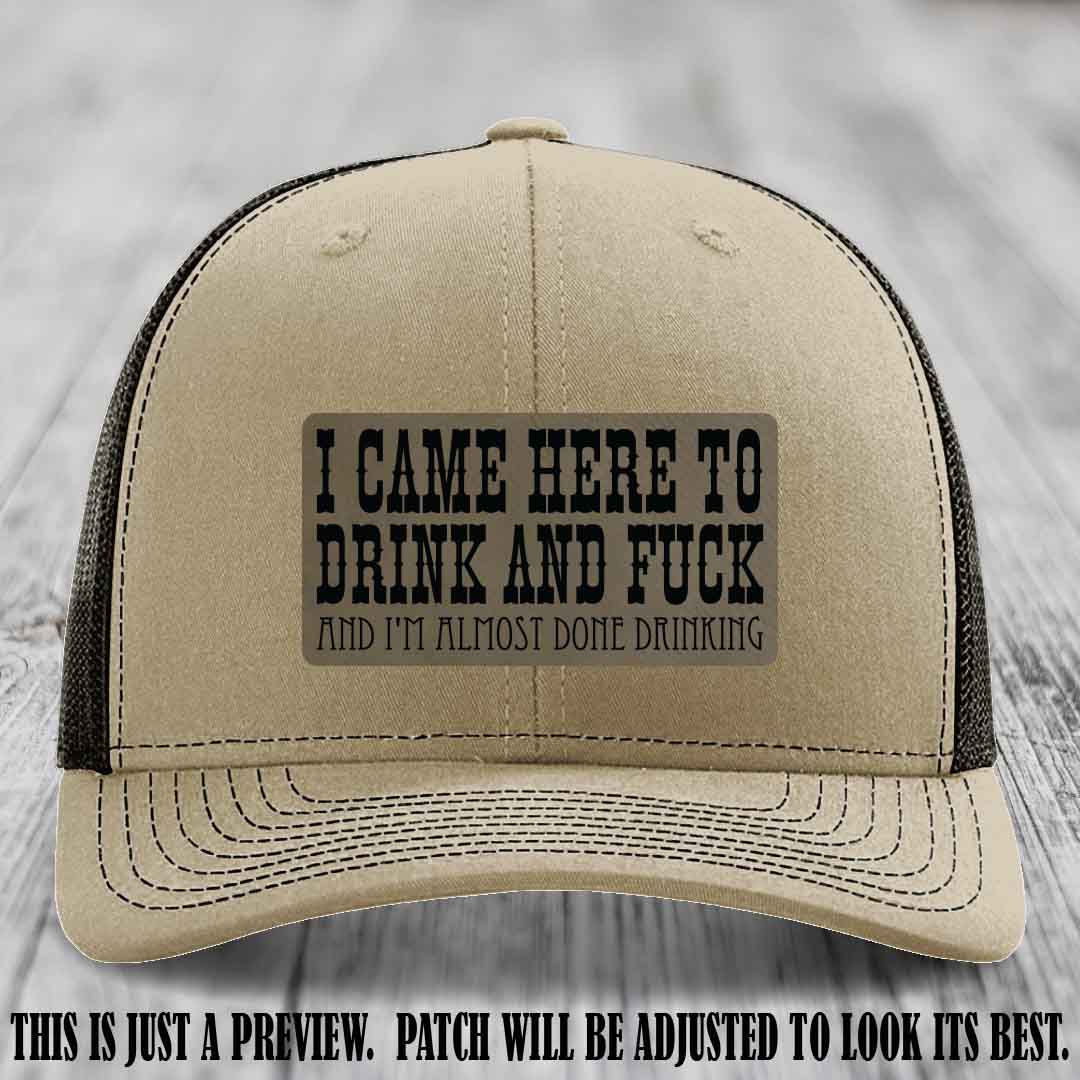 Light Brown to Black Patch on Khaki to Coffee Hat - Funny Drink and F*ck Richardson 112 Hat