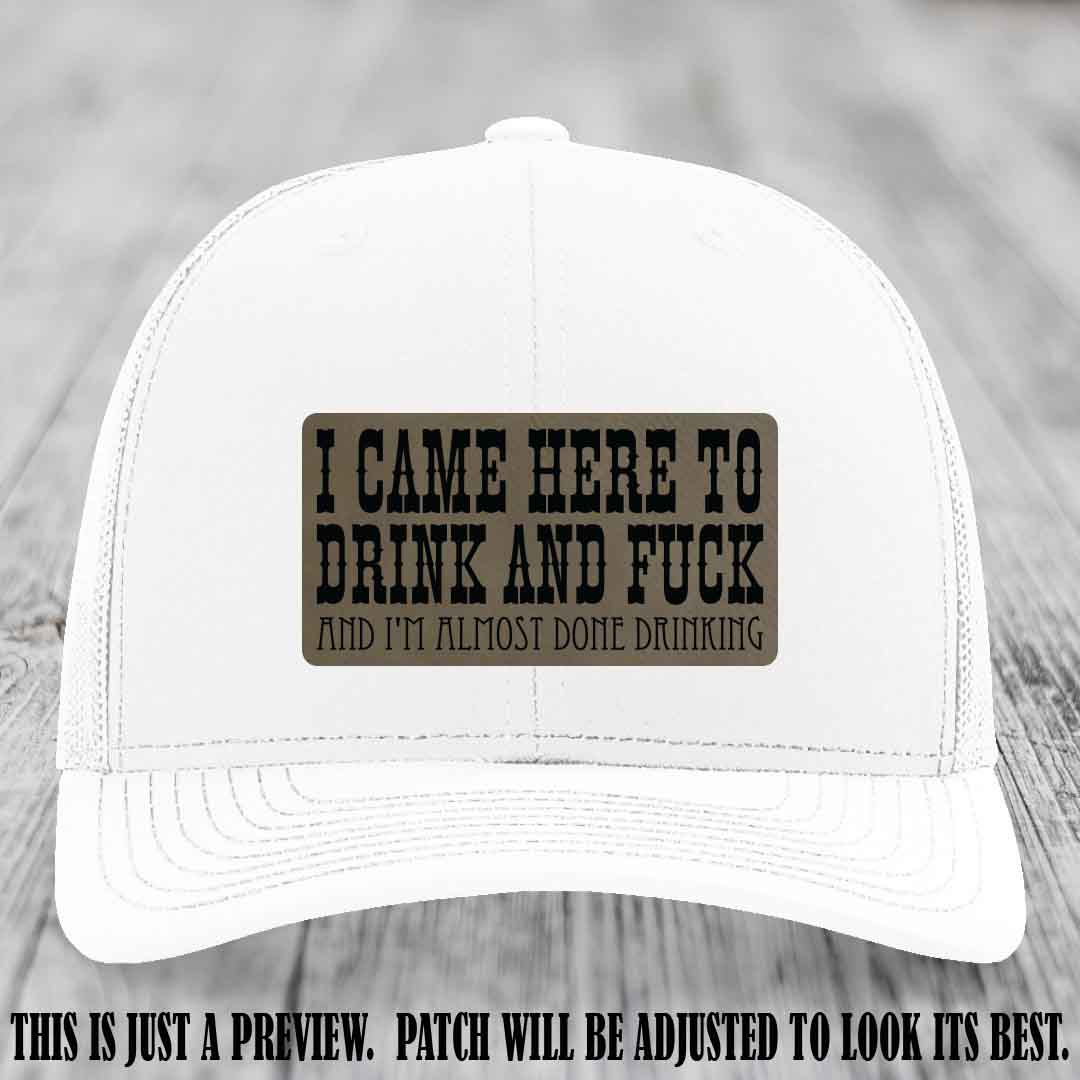 Light Brown to Black Patch on White Hat - Funny Drink and F*ck Richardson 112 Hat
