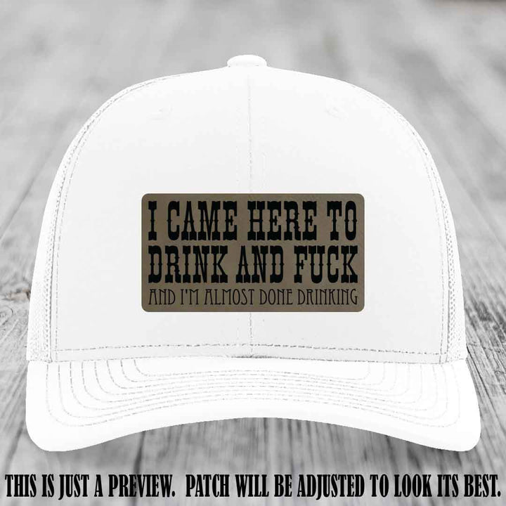 Light Brown to Black Patch on White Hat - Funny Drink and F*ck Richardson 112 Hat