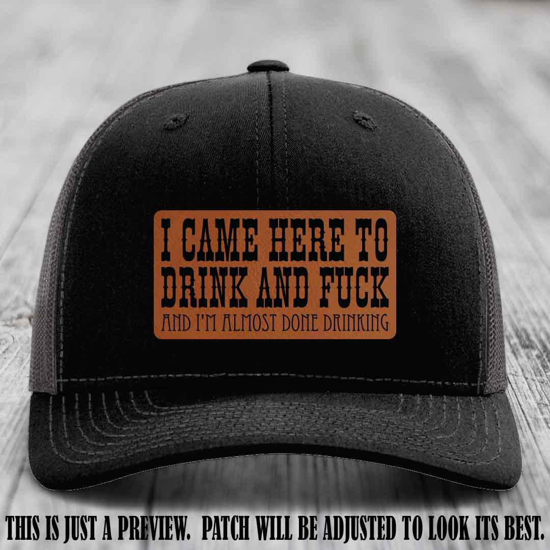 Rawhide to Black Patch on Black to Charcoal Hat - Funny Drink and F*ck Richardson 112 Hat