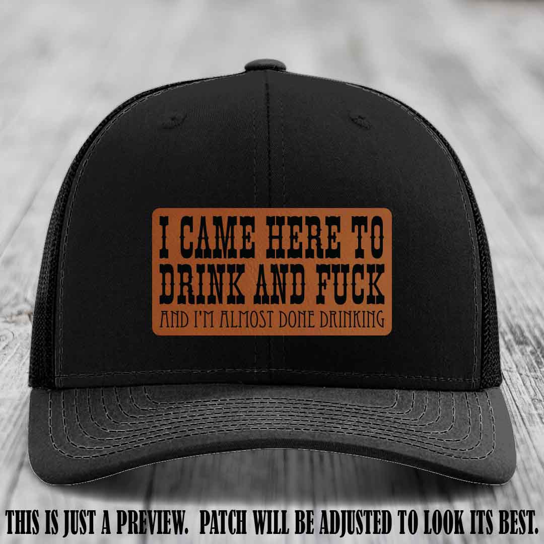 Rawhide to Black Patch on Black Hat - Funny Drink and F*ck Richardson 112 Hat