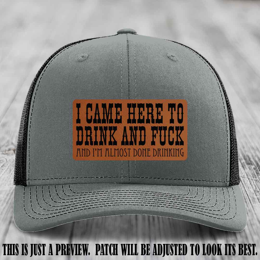 Rawhide to Black Patch on Heather Grey to Black Hat - Funny Drink and F*ck Richardson 112 Hat