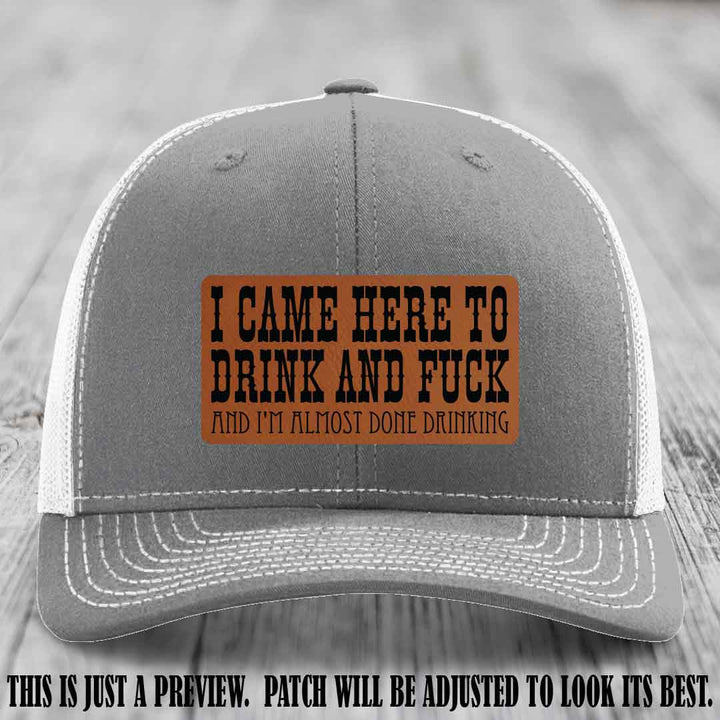 Rawhide to Black Patch on Heather Grey to White Hat - Funny Drink and F*ck Richardson 112 Hat