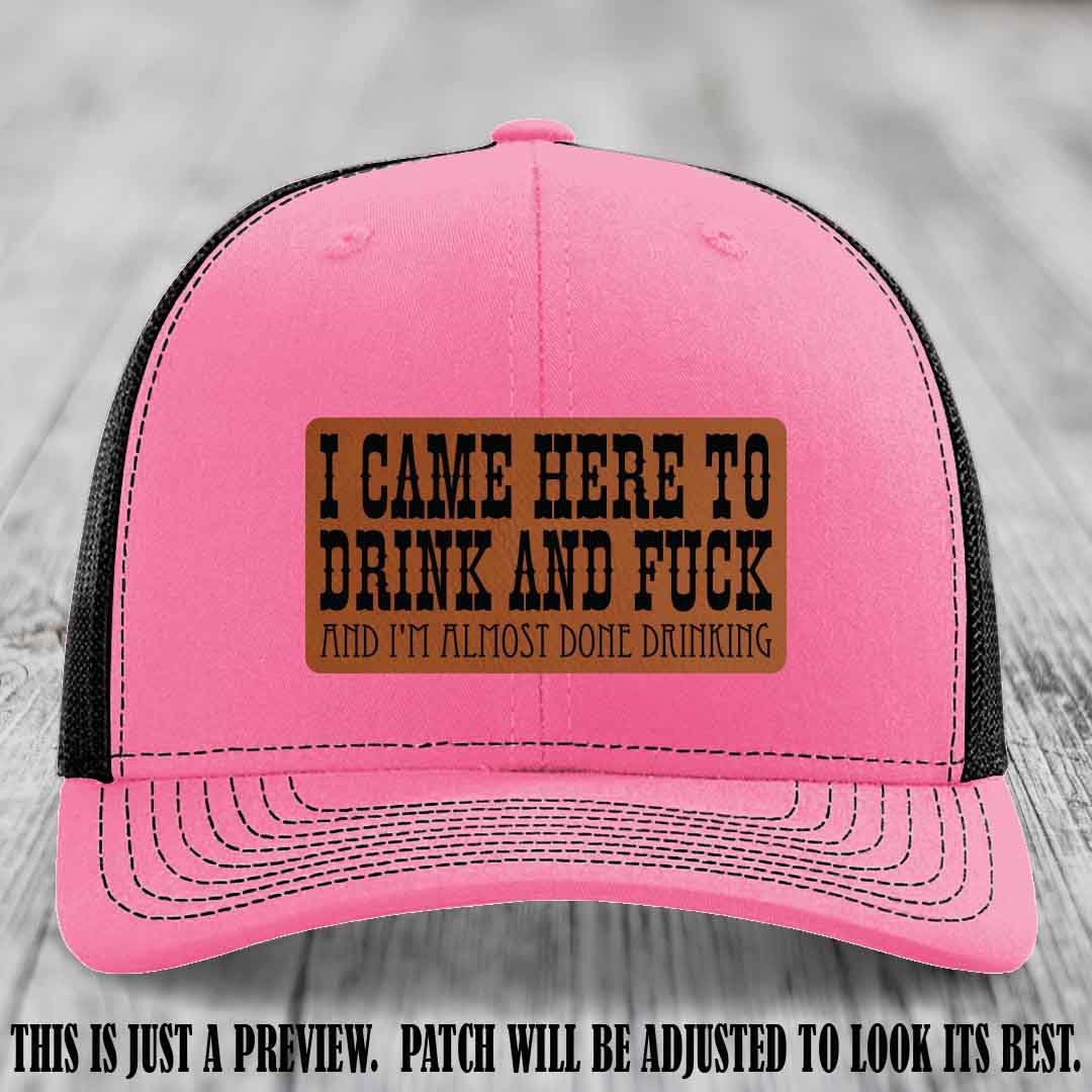 Rawhide to Black Patch on Hot Pink to Black Hat - Funny Drink and F*ck Richardson 112 Hat