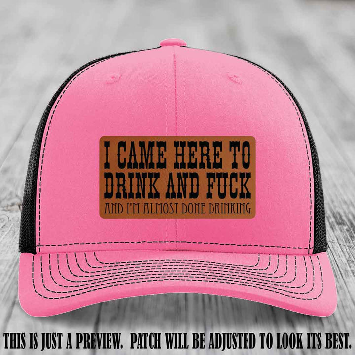Rawhide to Black Patch on Hot Pink to Black Hat - Funny Drink and F*ck Richardson 112 Hat