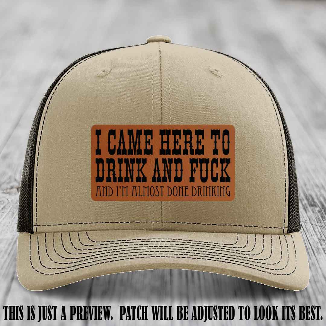 Rawhide to Black Patch on Khaki to Coffee Hat - Funny Drink and F*ck Richardson 112 Hat