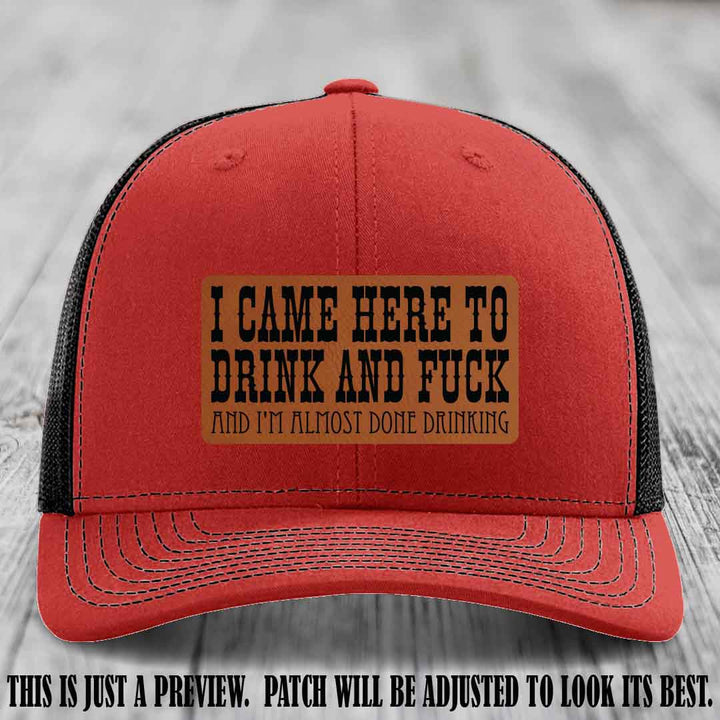 Rawhide to Black Patch on Red to Black Hat - Funny Drink and F*ck Richardson 112 Hat
