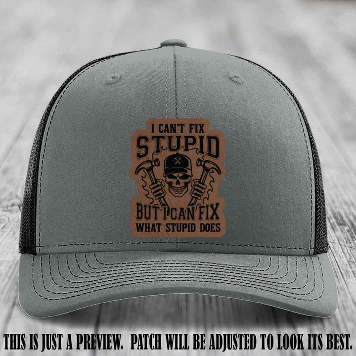 I Can't Fix Stupid 🛠️💀 Dark & Dangerous Patch on Heather Grey to Black Hat - Richardson 112