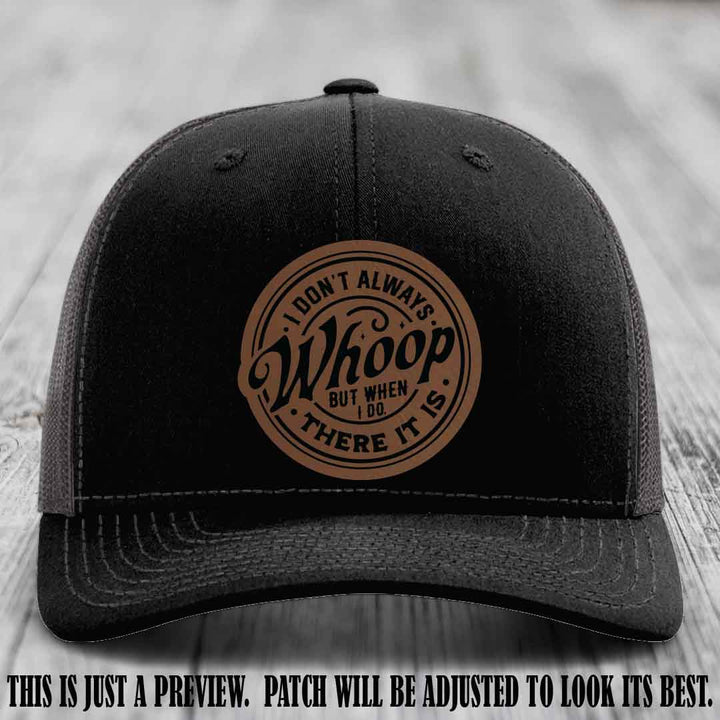 Dark Brown to Black Patch on Black to Charcoal Hat - Richardson 112 Leather Patch Hat