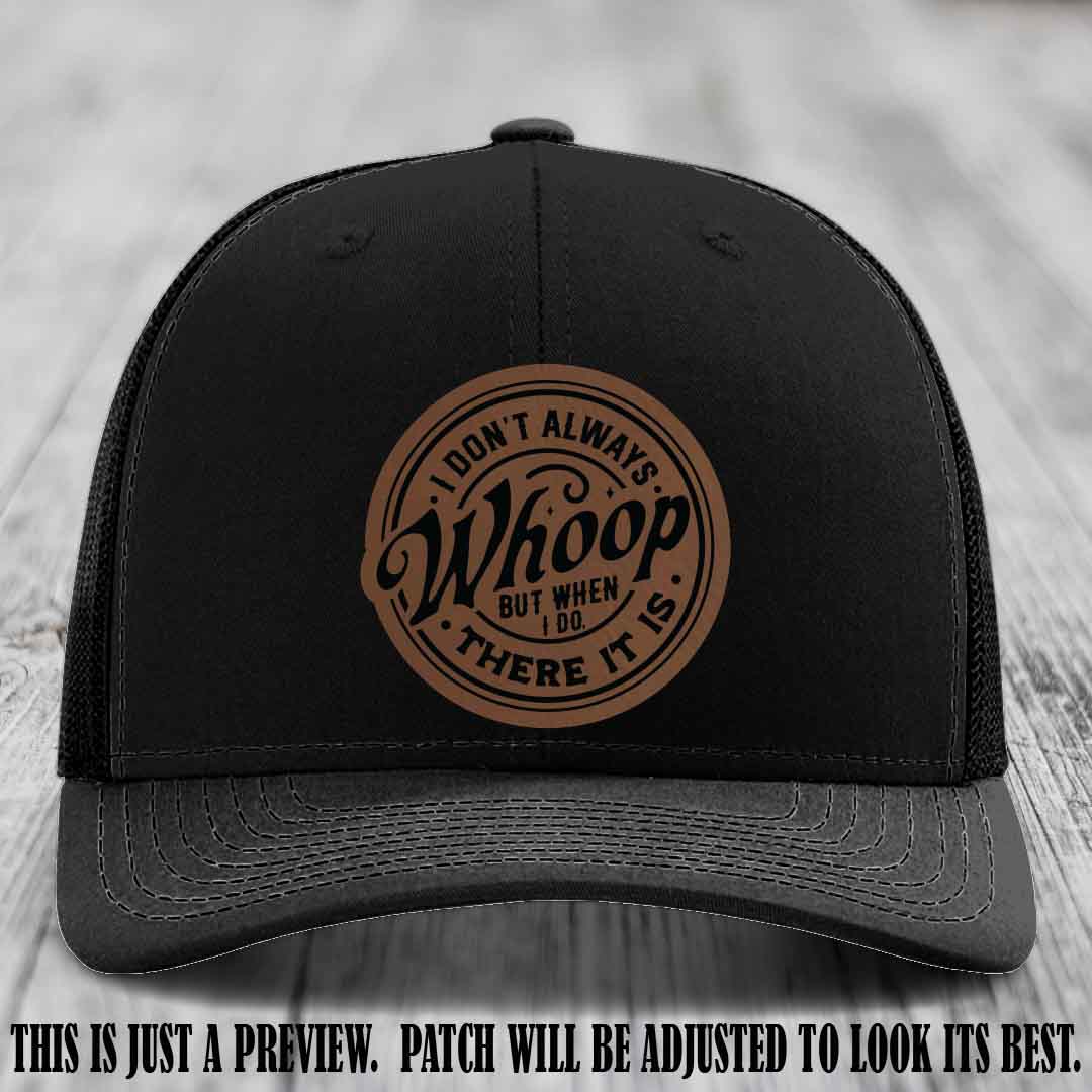 Dark Brown to Black Patch on Black Hat - Richardson 112 Leather Patch Hat