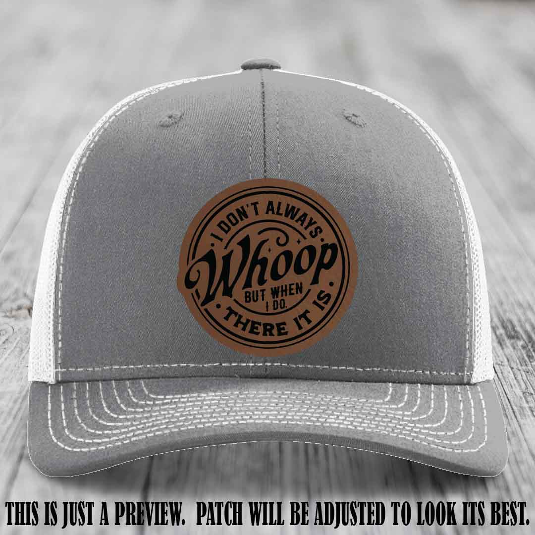 Dark Brown to Black Patch on Heather Grey to White Hat - Richardson 112 Leather Patch Hat