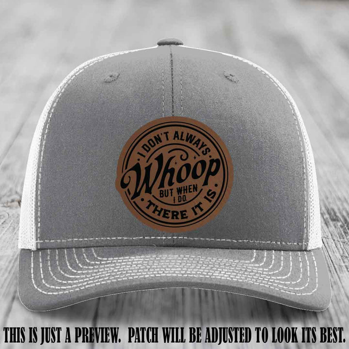 Dark Brown to Black Patch on Heather Grey to White Hat - Richardson 112 Leather Patch Hat