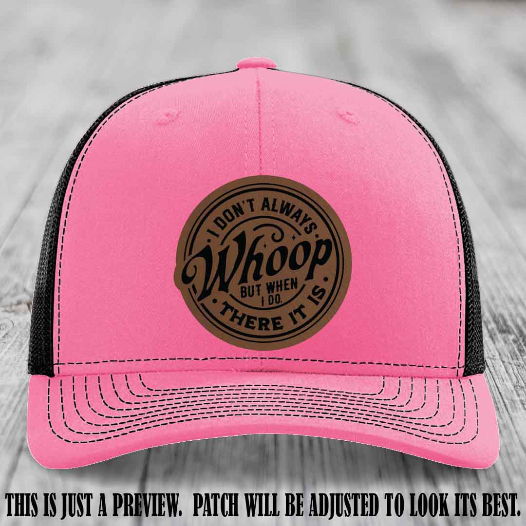 Dark Brown to Black Patch on Hot Pink to Black Hat - Richardson 112 Leather Patch Hat