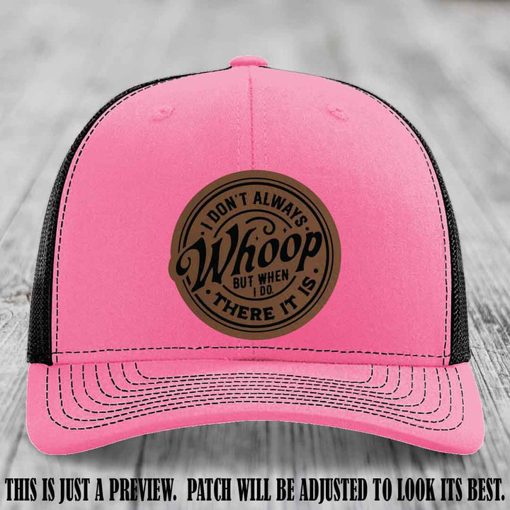 Dark Brown to Black Patch on Hot Pink to Black Hat - Richardson 112 Leather Patch Hat