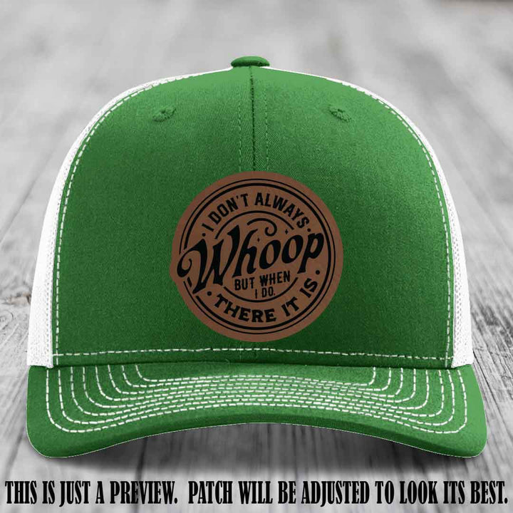 Dark Brown to Black Patch on Kelly to White Hat - Richardson 112 Leather Patch Hat