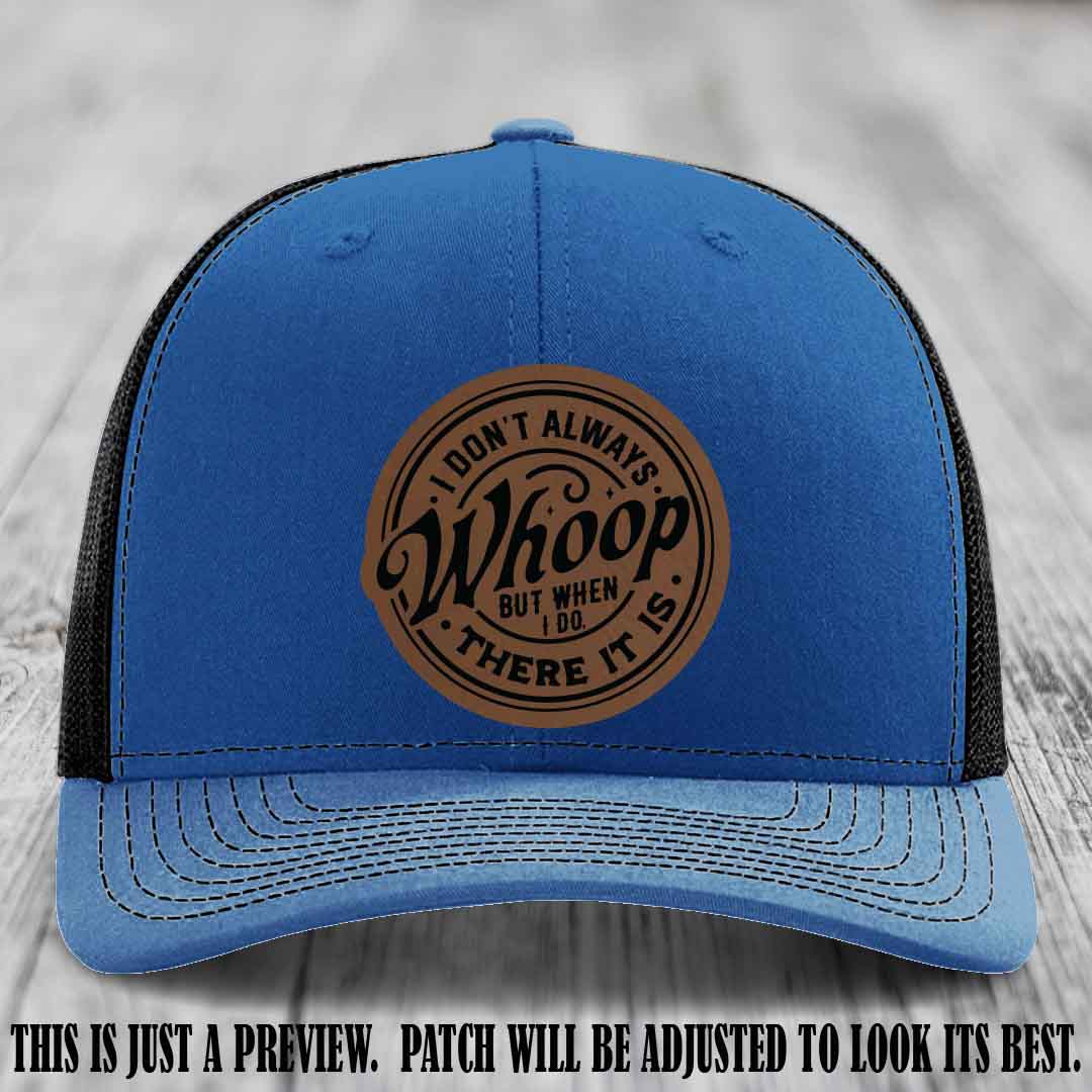 Dark Brown to Black Patch on Royal to Black Hat - Richardson 112 Leather Patch Hat