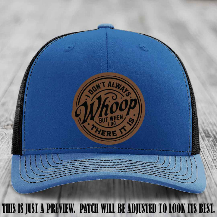 Dark Brown to Black Patch on Royal to Black Hat - Richardson 112 Leather Patch Hat