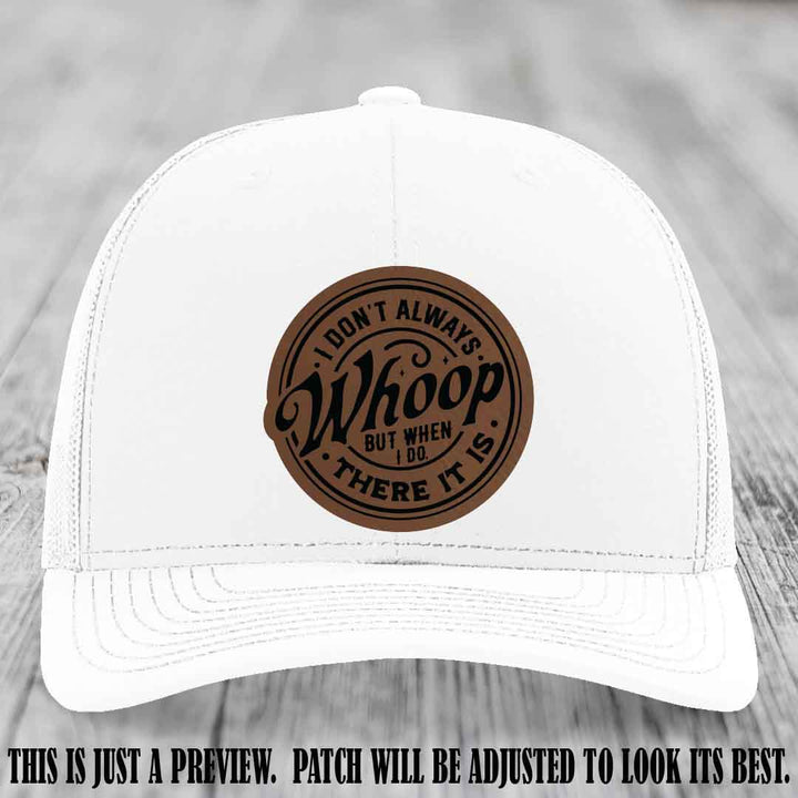 Dark Brown to Black Patch on White Hat - Richardson 112 Leather Patch Hat