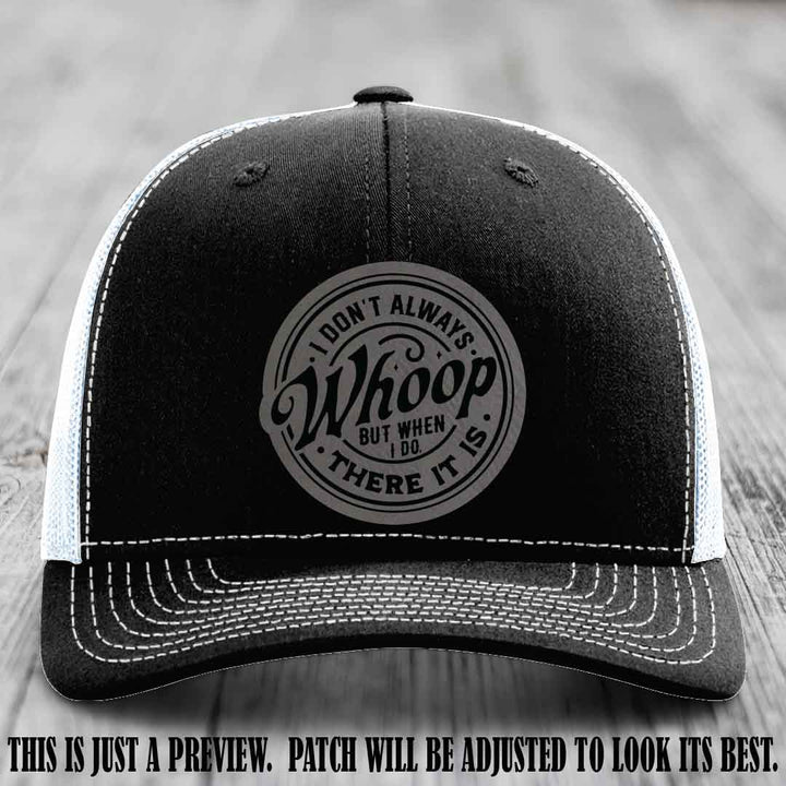 Grey to Black Patch on Black to White Hat - Richardson 112 Leather Patch Hat