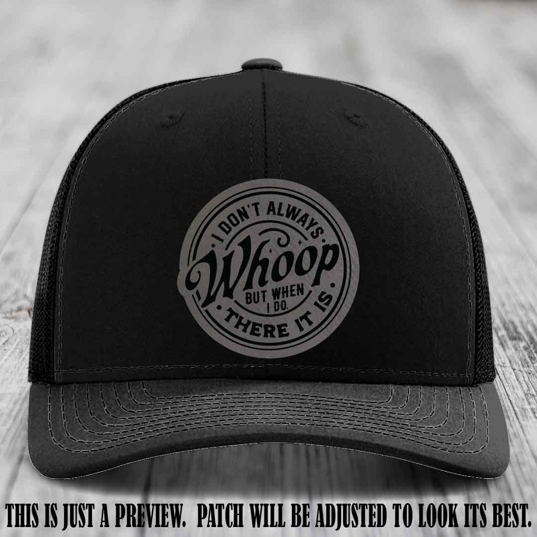 Grey to Black Patch on Black Hat - Richardson 112 Leather Patch Hat