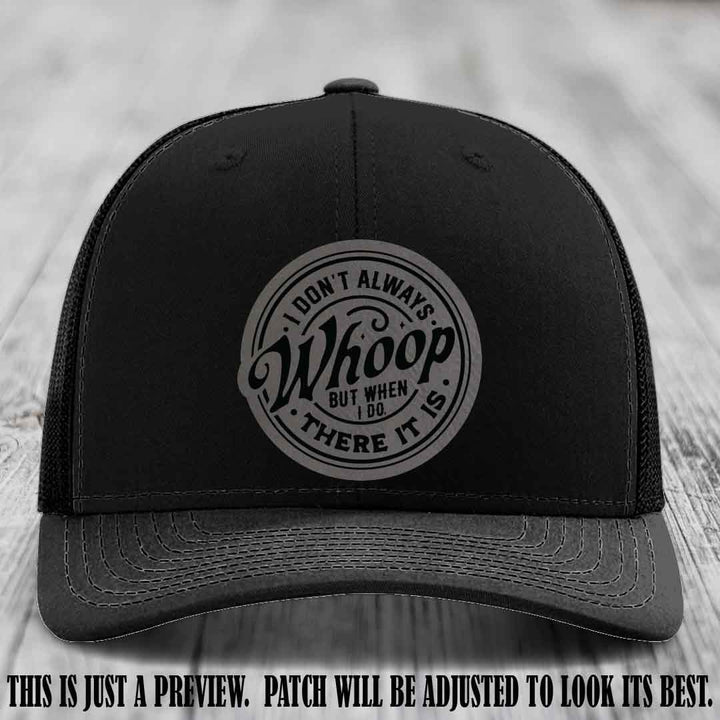 Grey to Black Patch on Black Hat - Richardson 112 Leather Patch Hat