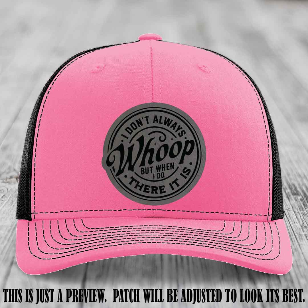 Grey to Black Patch on Hot Pink to Black Hat - Richardson 112 Leather Patch Hat