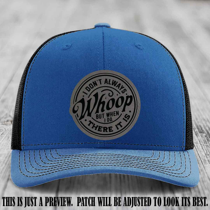 Grey to Black Patch on Royal to Black Hat - Richardson 112 Leather Patch Hat