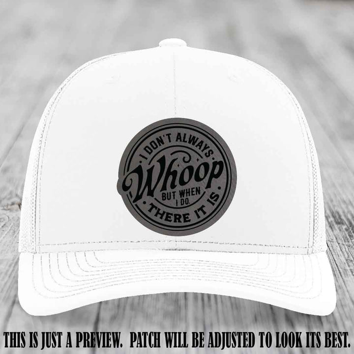 Grey to Black Patch on White Hat - Richardson 112 Leather Patch Hat