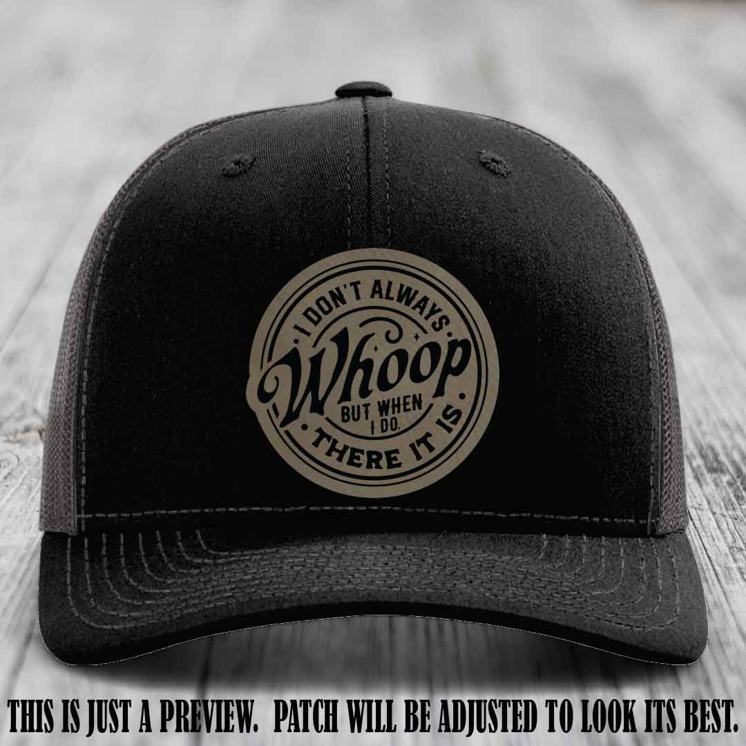 Light Brown to Black Patch on Black to Charcoal Hat - Richardson 112 Leather Patch Hat