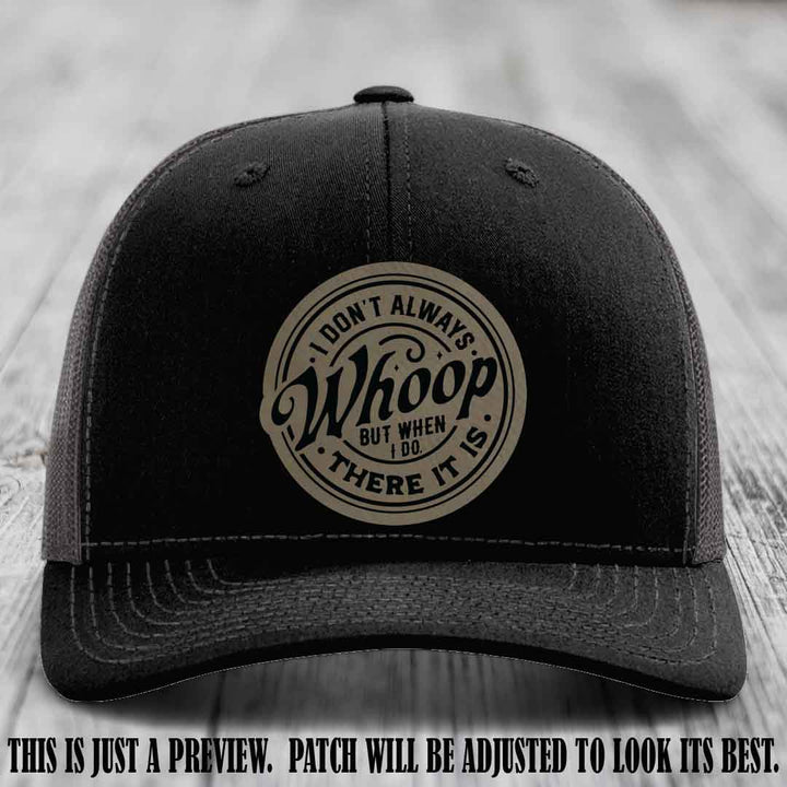 Light Brown to Black Patch on Black to Charcoal Hat - Richardson 112 Leather Patch Hat