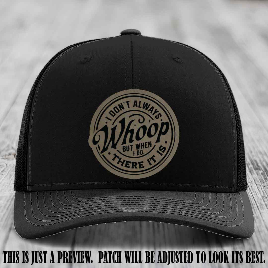 Light Brown to Black Patch on Black Hat - Richardson 112 Leather Patch Hat