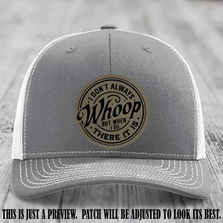 Light Brown to Black Patch on Heather Grey to White Hat - Richardson 112 Leather Patch Hat