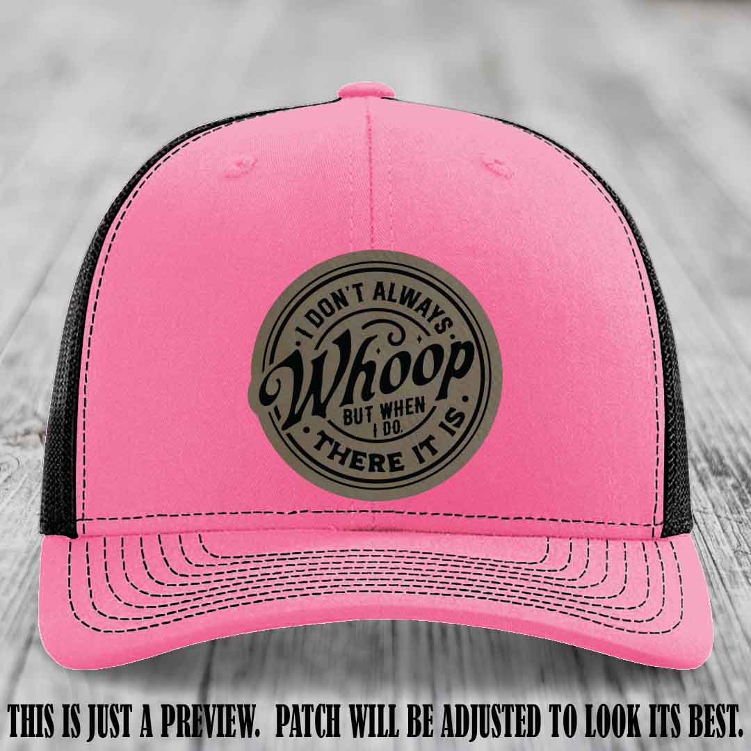 Light Brown to Black Patch on Hot Pink to Black Hat - Richardson 112 Leather Patch Hat