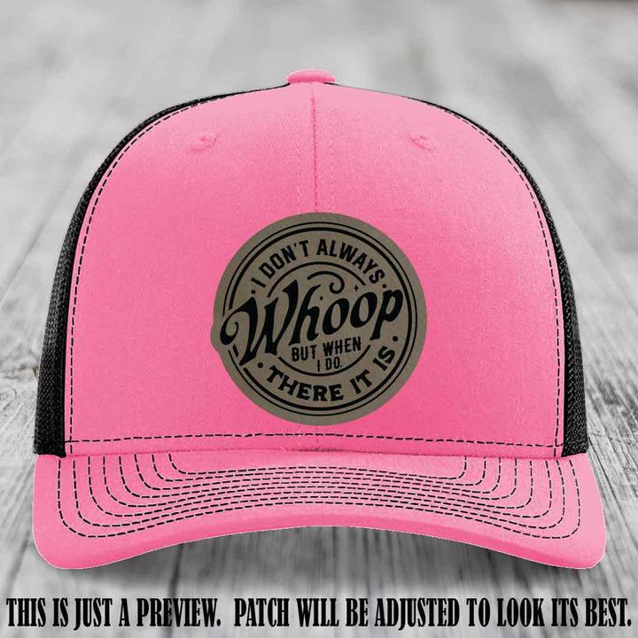 Light Brown to Black Patch on Hot Pink to Black Hat - Richardson 112 Leather Patch Hat